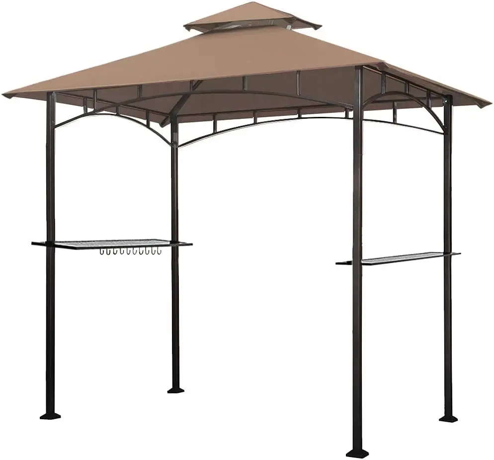 5x8 Outdoor Grill Gazebo Shelter With 2 Led Lights Garden Barbecue Pavilion Shelter Grill Gazebo Double Tiered Grill Canopy