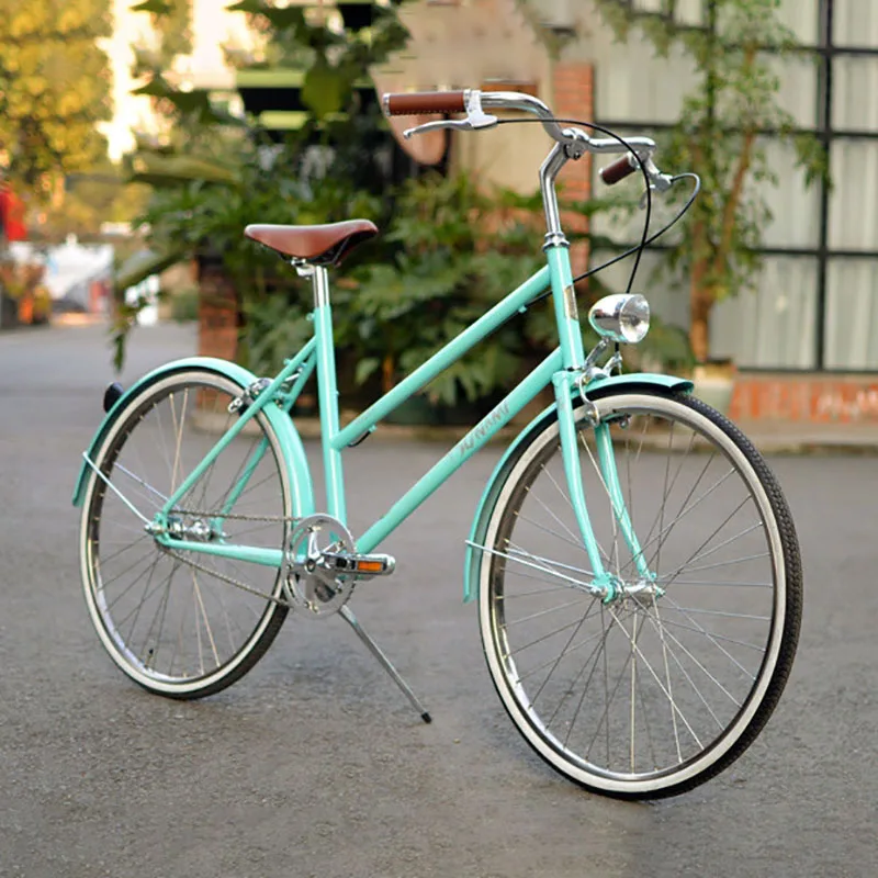Lady Bicycle Frame Tsunami 24 Inch Bright Mint Green Small Retro Chrome Molybdenum Steel Bike Frameset Front 100mm Rear 120mm