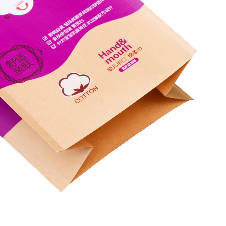 China manufacturer custom logo reusable packing bag baby wet wipes tissues pouch