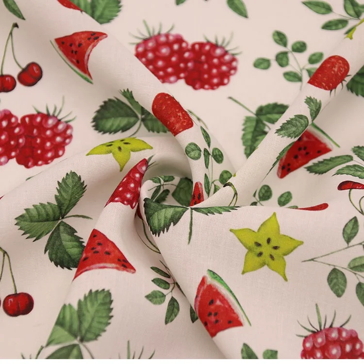12129D фрукты цифровая печать # 70% Тенсел 30% Лен ткань для женские блузки, рубашки и платья костюмы со штанами