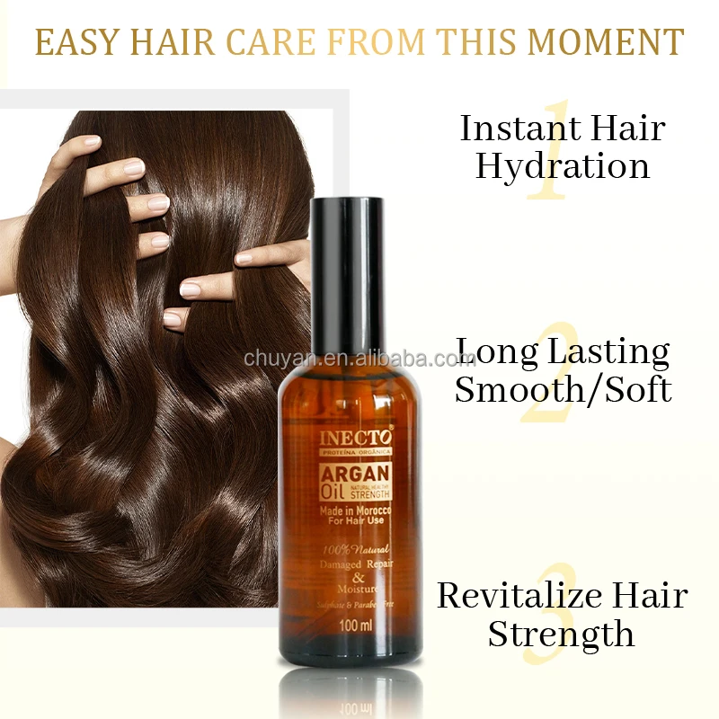 2023 Organic Natural Moroccan Argan Oil Essence INECTO Hair Serum Rich in VItamins Amino Acids Anti Hair Dryness
