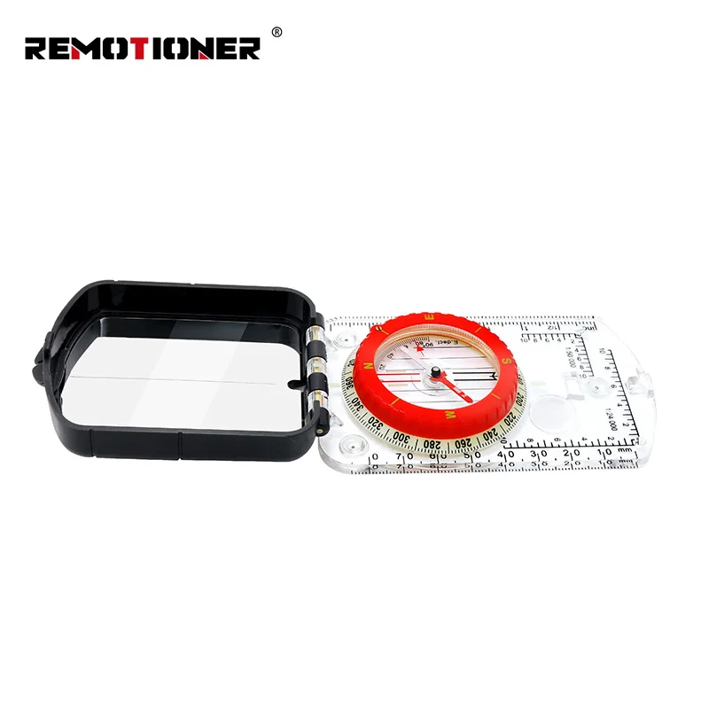 Multi-functional Flip-Flop Camping Hiking Compass with Magnetic Declination Adjustable LED Light