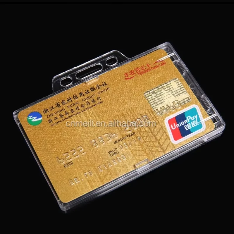 Hard Plastic Transparent Horizontal Clear id Badge card holder cover