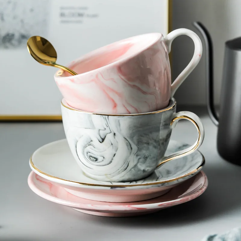 MARBLE ceramic coffee cup JS-C22904 pink