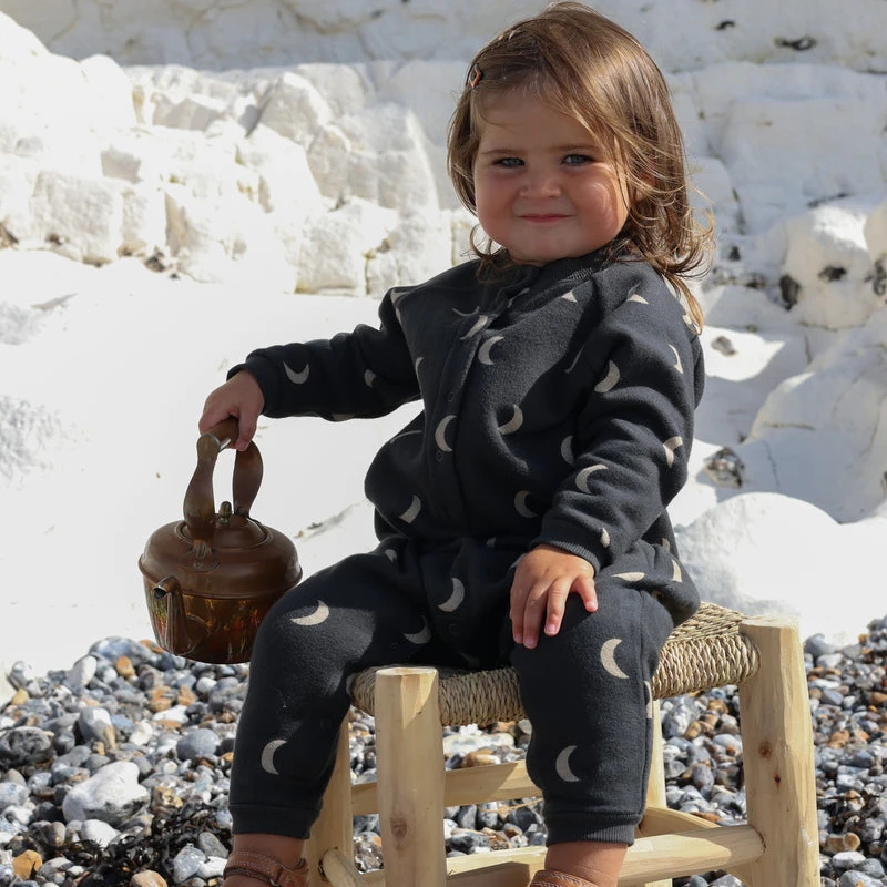 Babys newborn infants winter  long sleeve warm moon print bodysuit infants jumpsuit