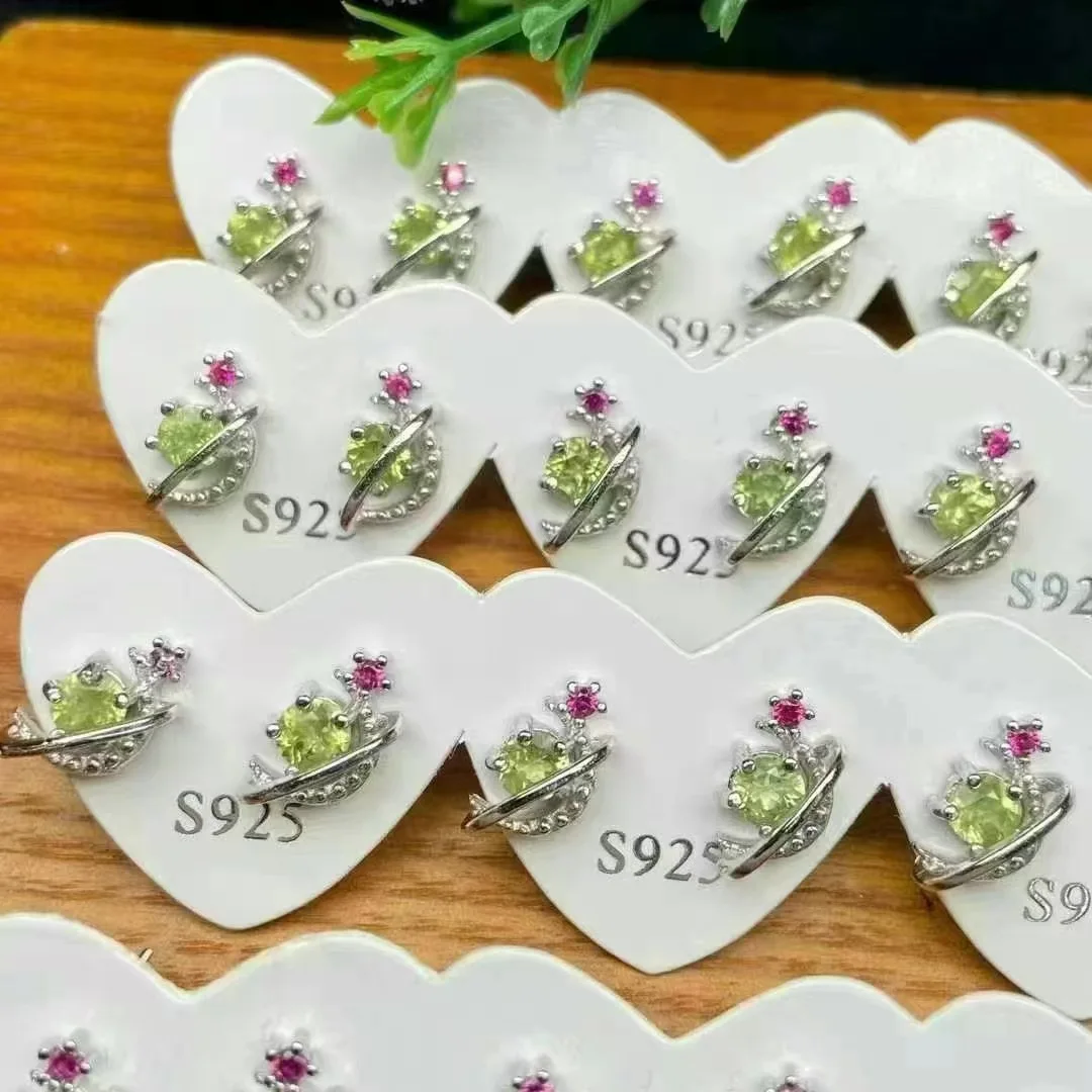 Серьги Перидот из серебра 925 пробы оптом
