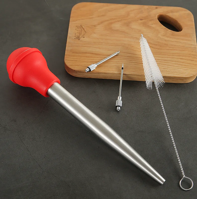 Turkey Baster Set with 2 Injector Needles for Cooking, Cleaning brush, Meat Injector Syringe for Thanksgiving Christmas