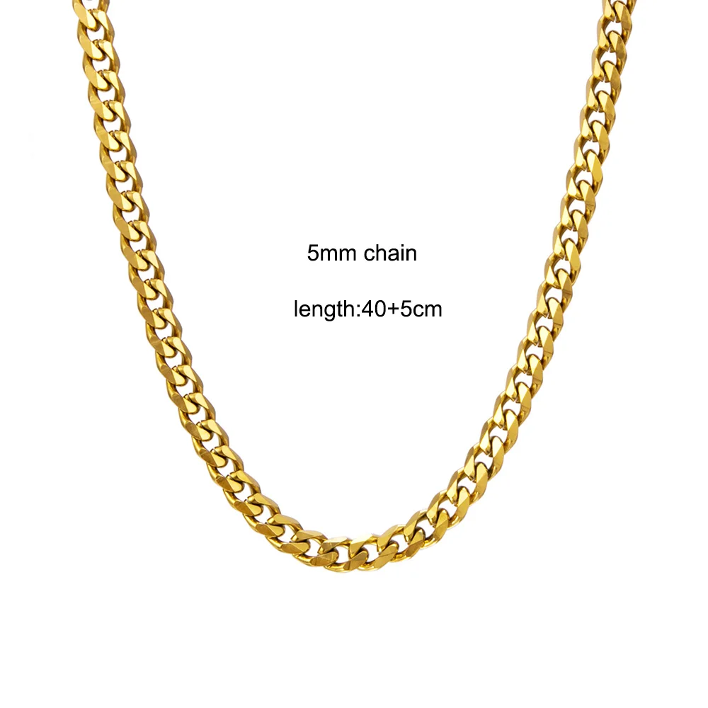 Fashion Waterproof Stainless Steel Gold Chain Necklace Bead Snake Paperclip Cuban Chain Choker Necklace