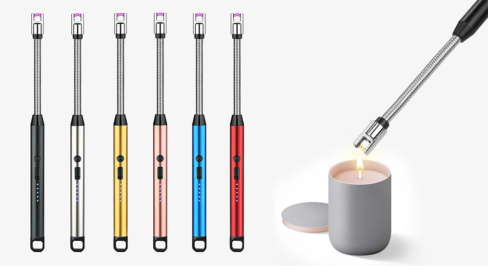 Electric Candle Lighter, Long Rechargeable USB Lighter Arc Windproof Flameless Lighters for Candle Camping BBQ