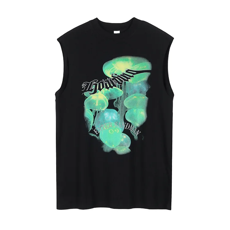 Streetwear Oversized Unisex Gym Tank Top Custom Cut Off Sleeveless T-shirt Printing Muscle Shirt Acid Wash Graphic Men Vest