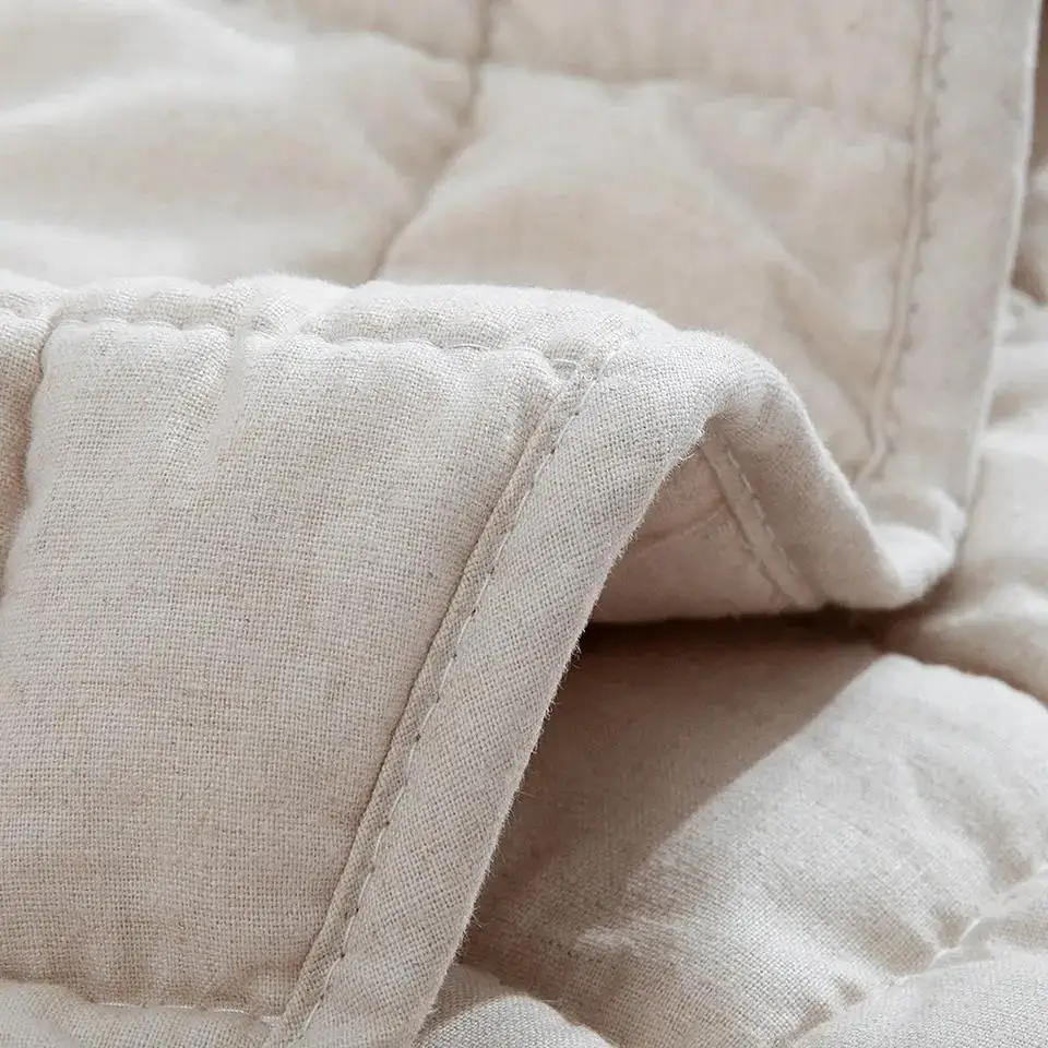 130x130CM Solid Linen Nap Machine Washable Custom Rug Infant Kids Picnic Crawling Cotton Baby Quilted Play Mat