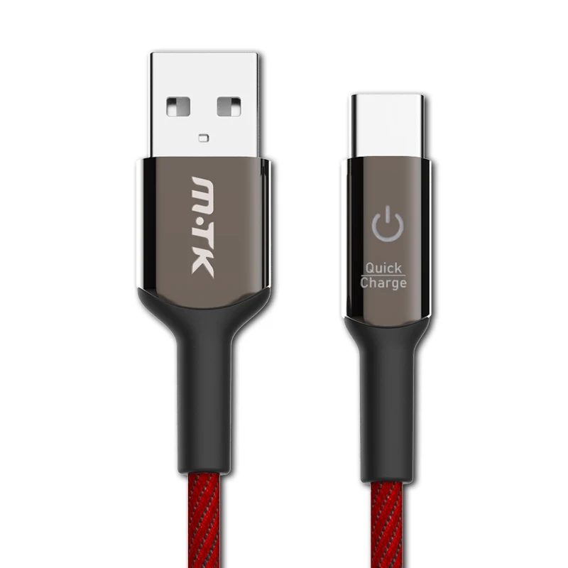 1 метр светодиодный индикатор USB-C Быстрый зарядный кабель для передачи данных для Samsung S10