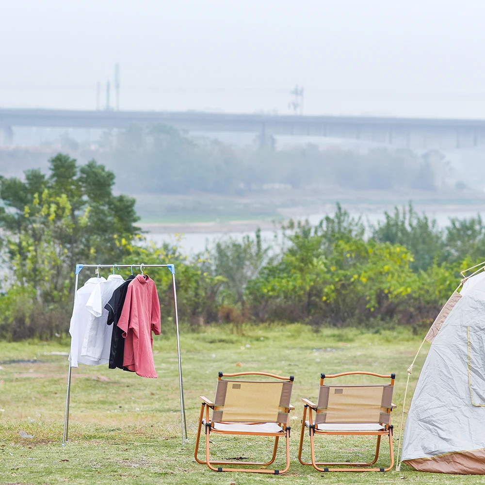 Detachable Standing Double-Tier Laundry Room Organizer with Fabric and Iron Material Shoe and Clothing Drying Rack for Storage