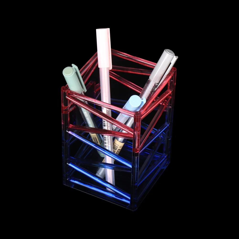 Factory Wholesale Stationery Set Acrylic Office Accessories Single Tabletop Organizer Pencil Acrylic Pen Holder