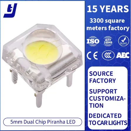 5mm Two Chips Piranha Led 4 Pin Super Flux Led Rgb 7.6mm Piranha Led clear Lens Common Anode Patch Super Flux Led