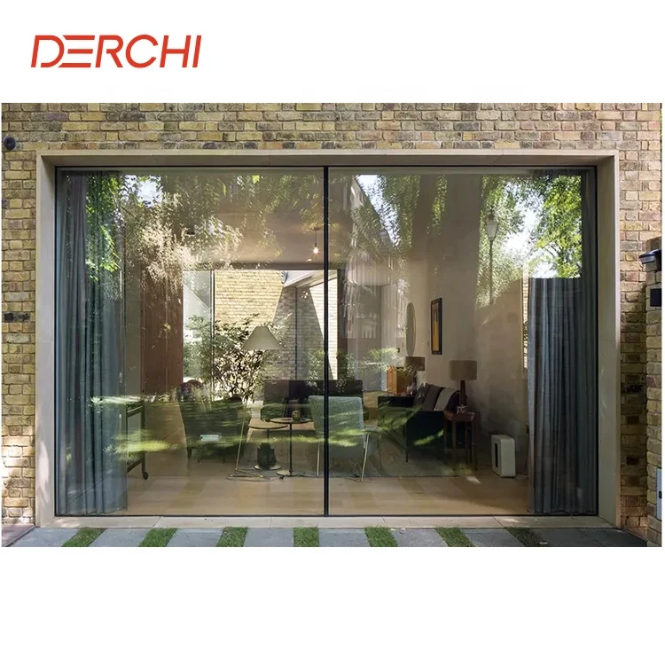 High Quality Aluminum Profile Double Tempered Glass Sliding Door Impact Resistant Exterior Interior Door