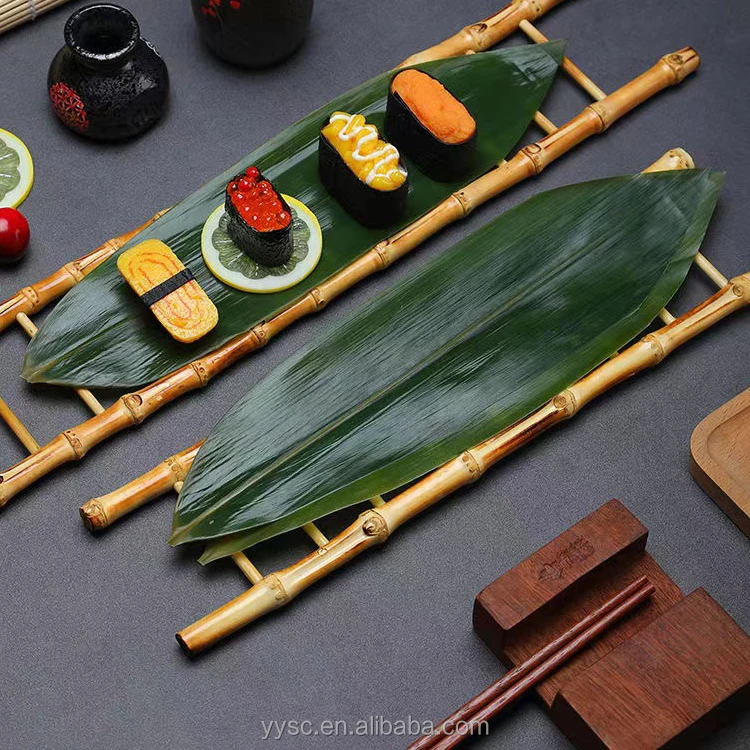 Cheap Biodegradable Bulk Natural Bamboo Leaf Panda Fresh Green Leaves Products for Sushi Leaves Boat Party Decoration
