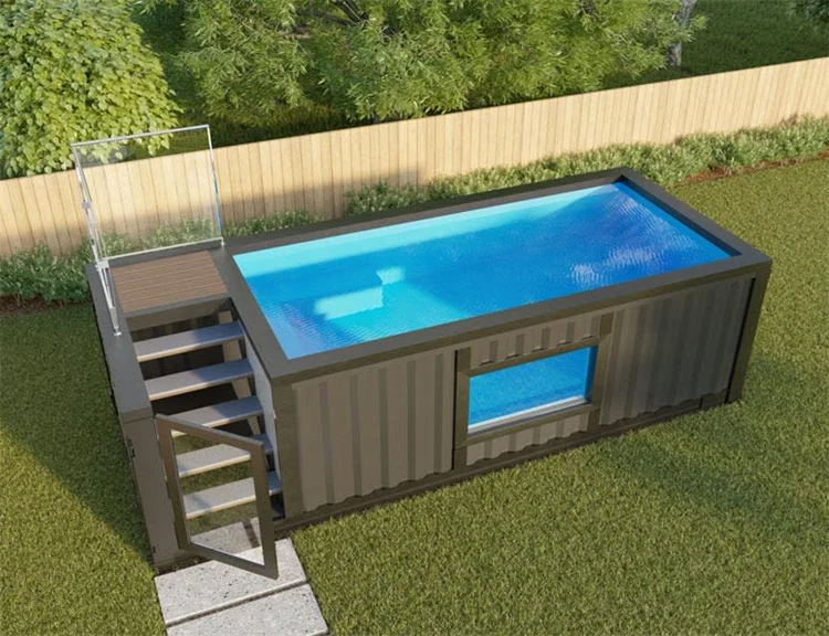 Custom large outdoor  20ft 40ft model above ground container swimming pool price fiberglass container pool