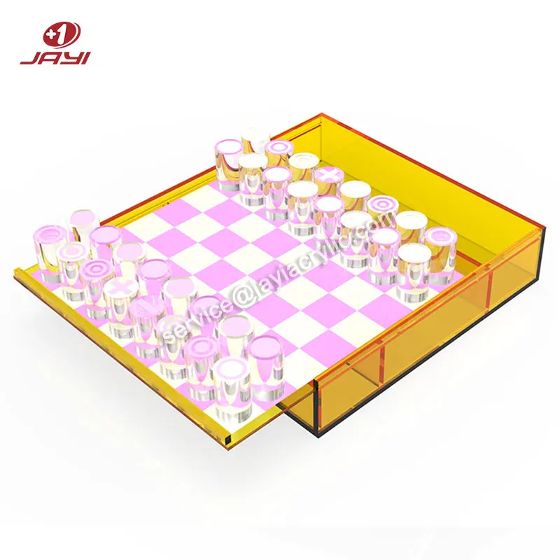  Jayi декоративная Lucite игра на шахматной доске акриловые игровой Шахматный набор с коробка для