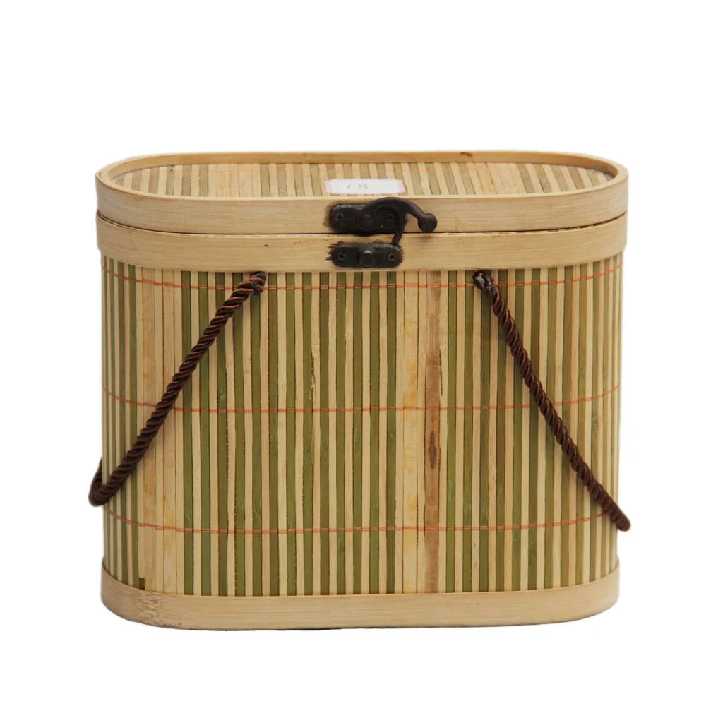 Bamboo gift box Natural color Classic round Bamboo Tea box,bamboo food container