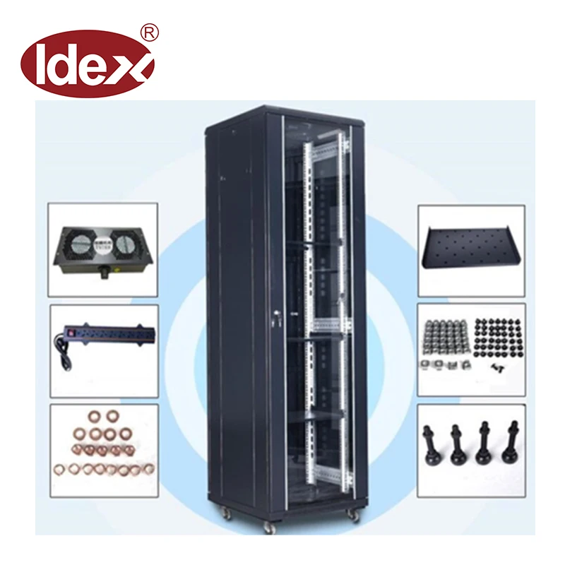 High Quality 42u 800*1000mm Indoor Server Rack 19 Inch Steel Network Cabinet 18u 27u 32u Capacity Tempered Glass Front Door