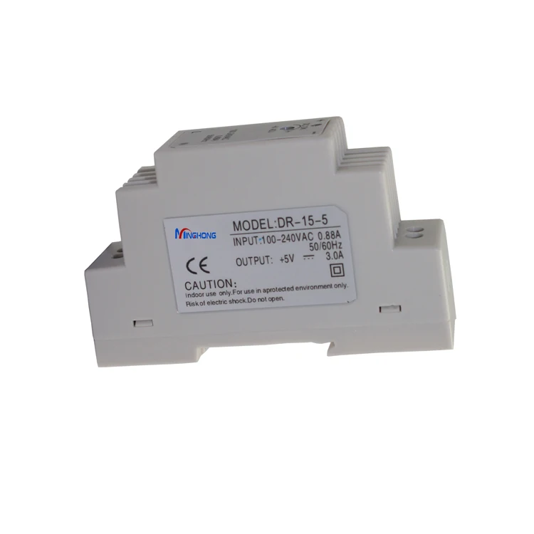 Nice price DR-15 switch power inverter 5V 3A 12V 1.25A 15V 1A 24V 0.63A 15W Industrial Din Rail Power Supply with CE