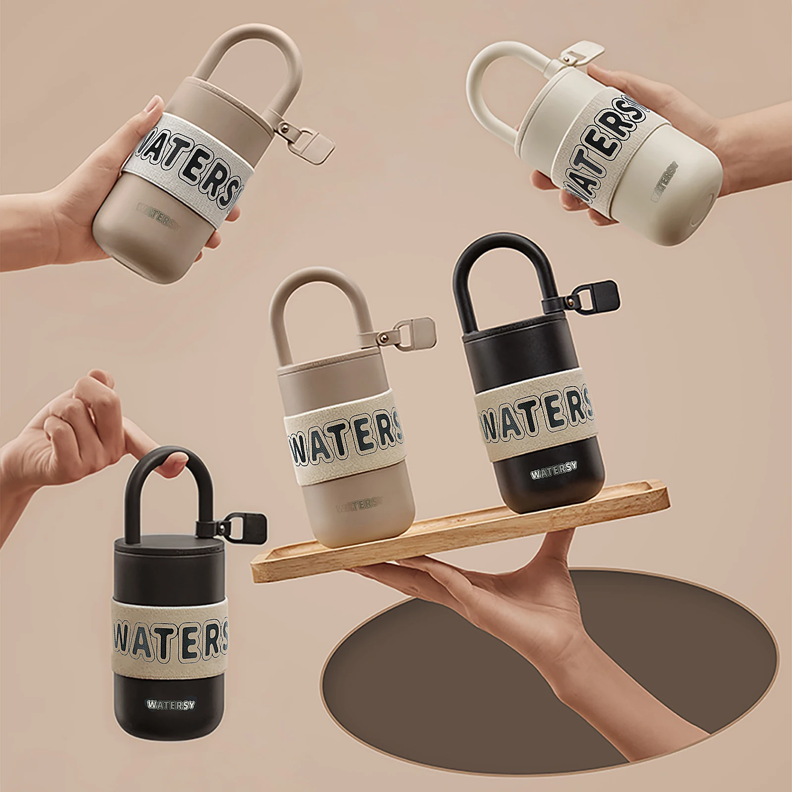 BEAR BENS stainless steel Portable water bottle 300ml 430ml insulated vacuum Outdoor Travel Office coffee Lock cup with Cup bag