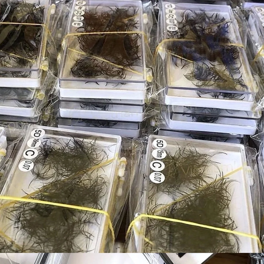 Handmade custom pro made loose fans 0.03 lashes trays wholesale volume loose pre made fans eyelash extension supplies