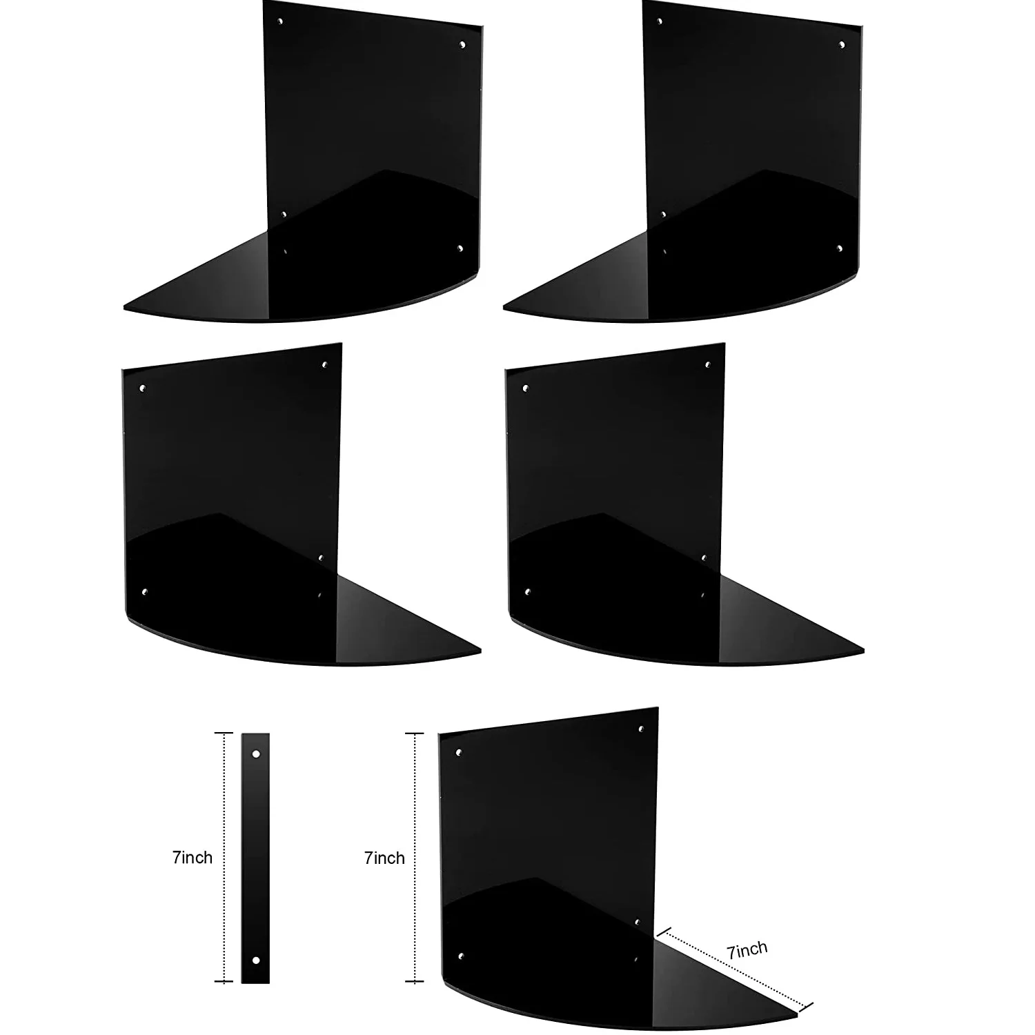 Acrylic Corner Shelf, Wall Mount Corner Shelf Acrylic Floating Corner Shower Storage Organizer with Square Acrylic Board