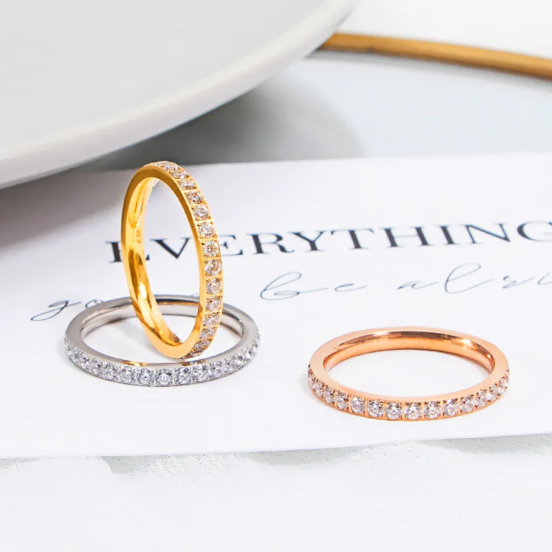Popular Diamond Ring Full Diamond Ring Titanium Steel Inlaid Zircon Couple Starry Ring Female