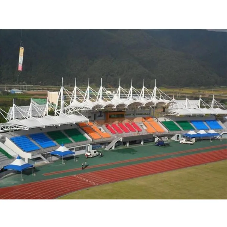 High quality outdoor bleacher canopy roof shed pvdf fabric waterproof tensile membrane for sale
