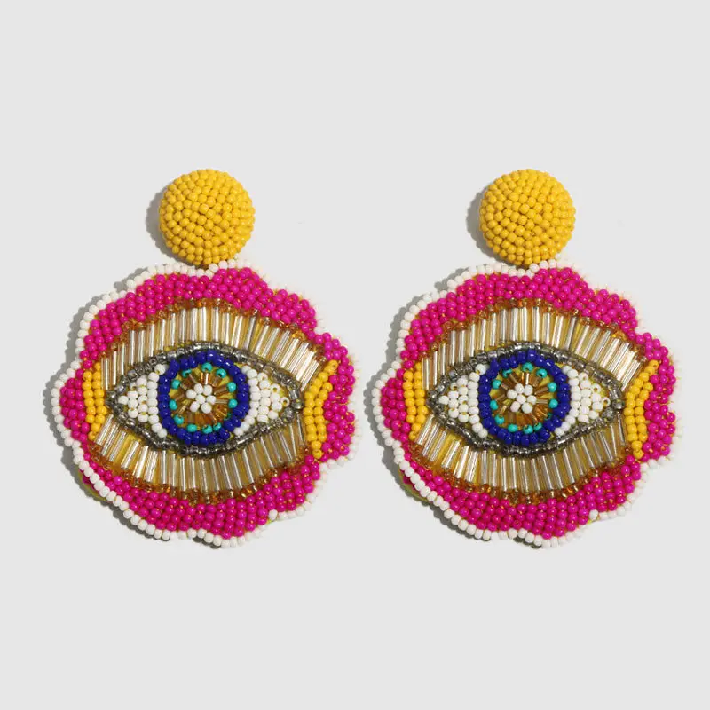 2019 Bohemian Handmade Beads Big Eye Tassel Drop Earrings For Women Wedding Trendy Girls Party Gift Statement Earrings
