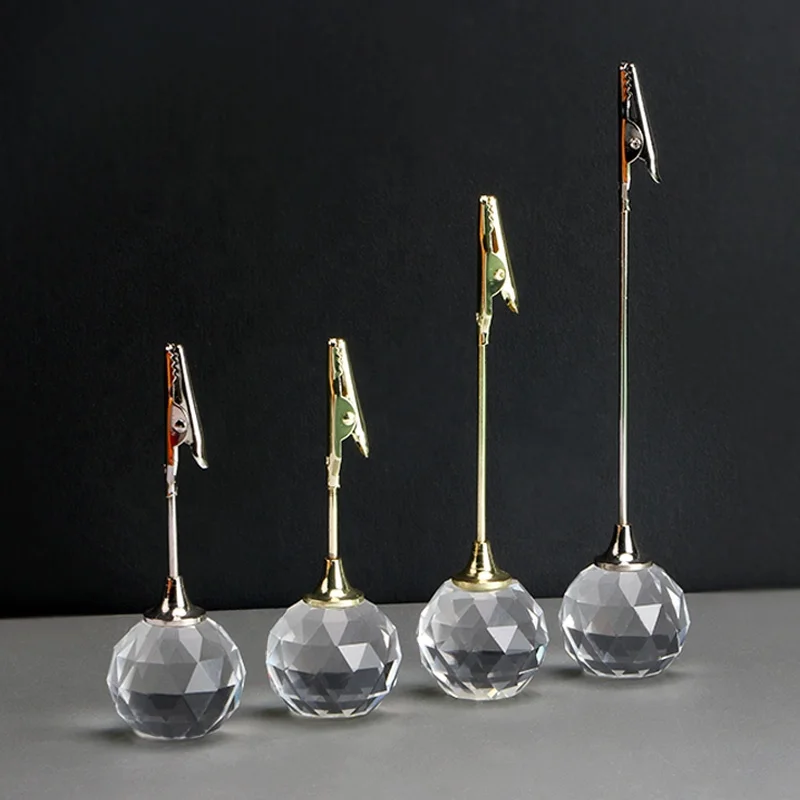 YS1223 New Arrival Transparent Crystal Metal Place Postcard Label Menu Holder Office Name Note Photo Memo Clips