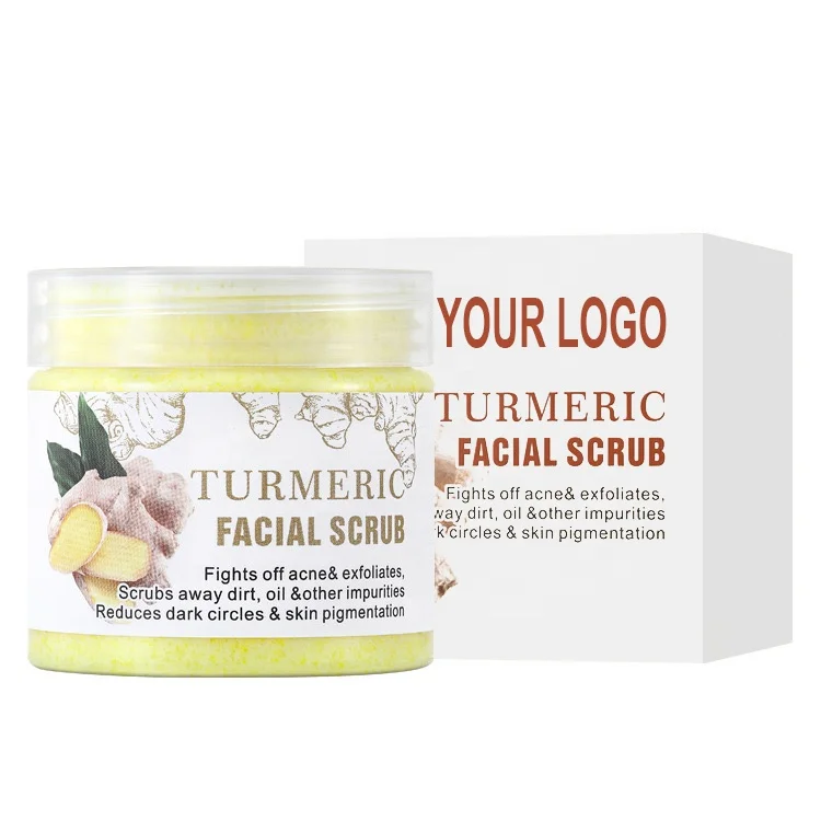 Gently Exfoliating Sugar Turmeric Facial Scrub Skincare Beauty Product for Acne Scars Dark Spots Reduction Brightening Polish