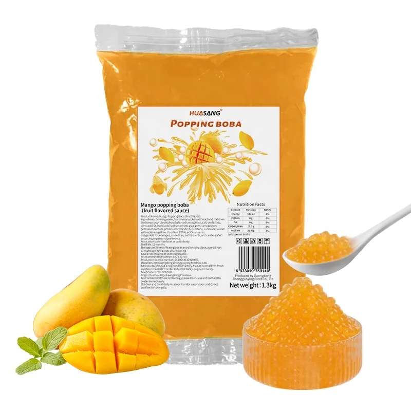 high quality mango flavor instant popping boba fruit juice balls bursting pop pearl for milk bubble tea ingredients