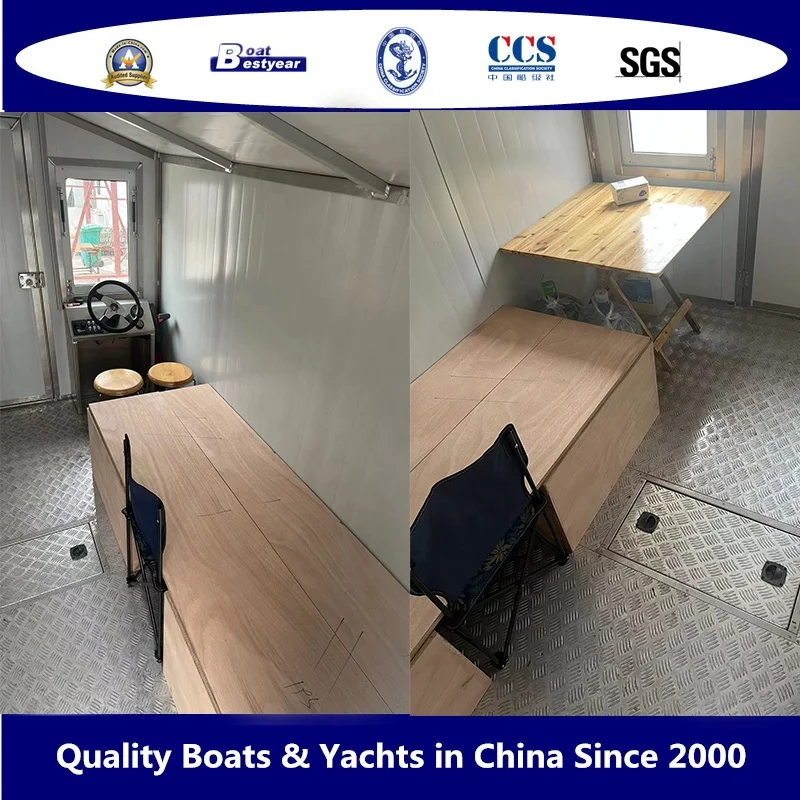 Bestyear 5.5m Aluminum Hull House Boat fishing inside