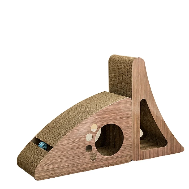 Design Art Boards Cat Scratcher Pet Triangular Circular Hollow Out Stand Funny Scratch Board Toys With Balls