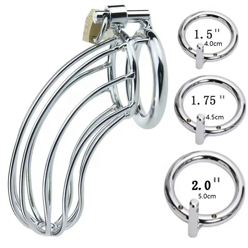 Hot selling Sex toys Chastity Cage Male Sex Toys Chastity Device Cock Cage with Rings Brass Lock Erotic Urethral Lock Penis Ring
