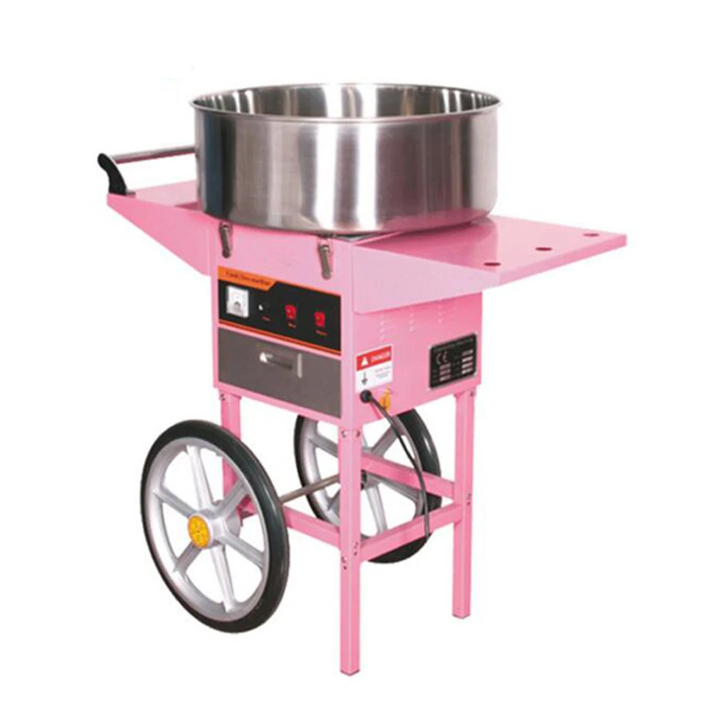 XEOLEO Commercial Stainless Steel Cotton Candy Machine With Cart Electric Automatic Cotton Floss Candy Floss Vending Machine