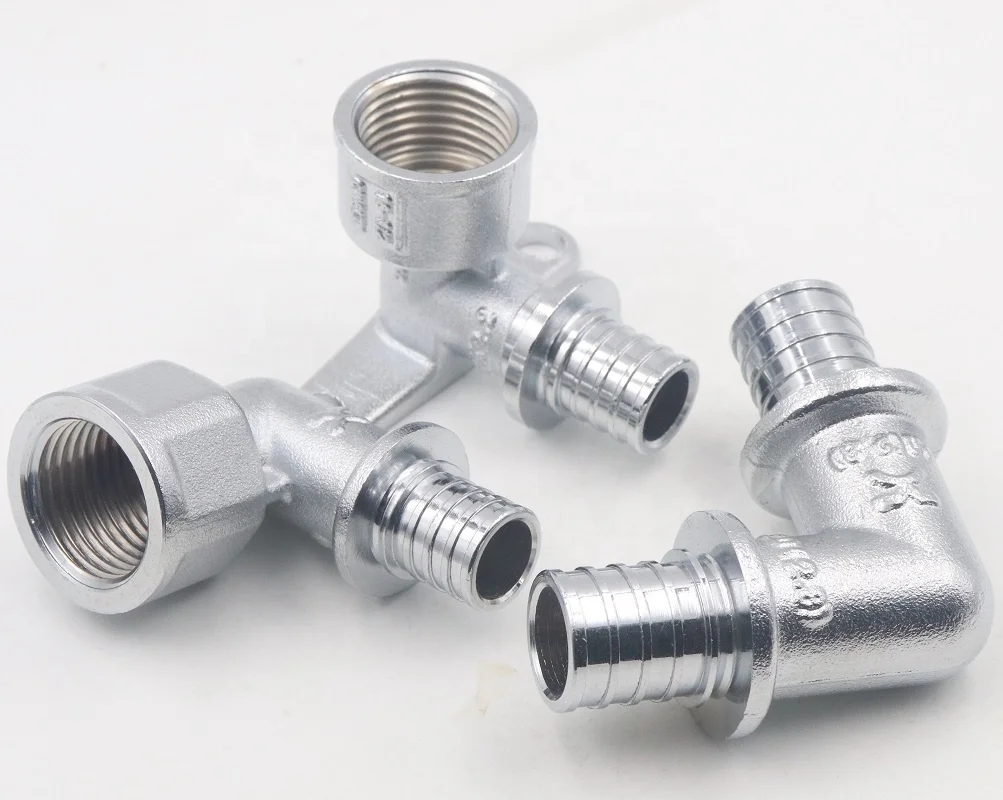 Brass sliding hose barb elbow fitting for pex pipe