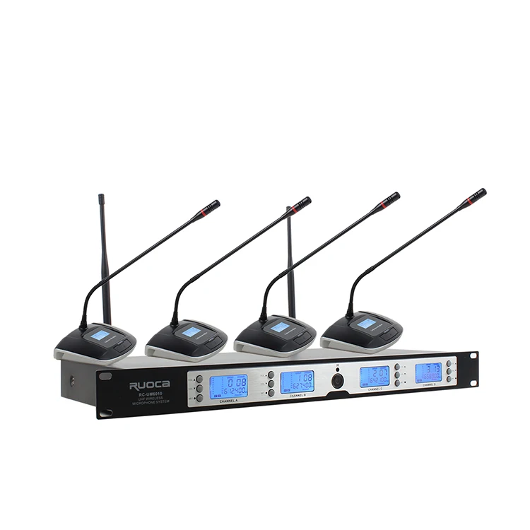 High Quality UHF 4 channel Gooseneck Conference Wireless Microphone System with 200 frequencies