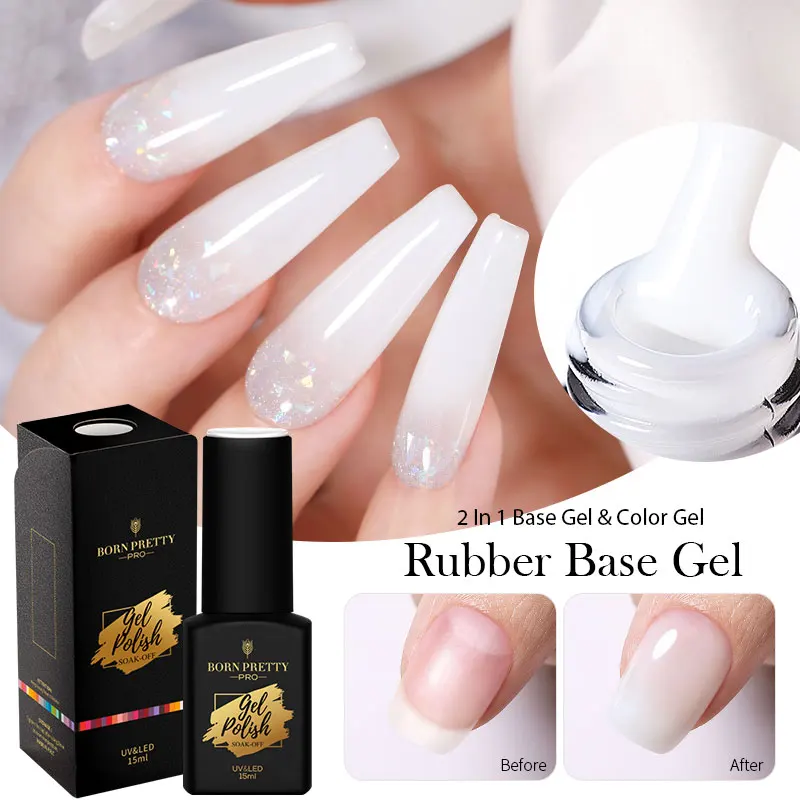 BORN PRETTY New Arrival 15ml Resin Rubber Base Coat Gel Polish Jelly Pink Milky Ruber Base Gel for Nails