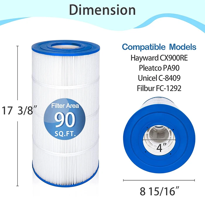 C900 Pool Filter Cartridge Replacement for Hayward C900 Pool Water Treatment adapted to Replace Pleatco PA90 Hot Tub Filters