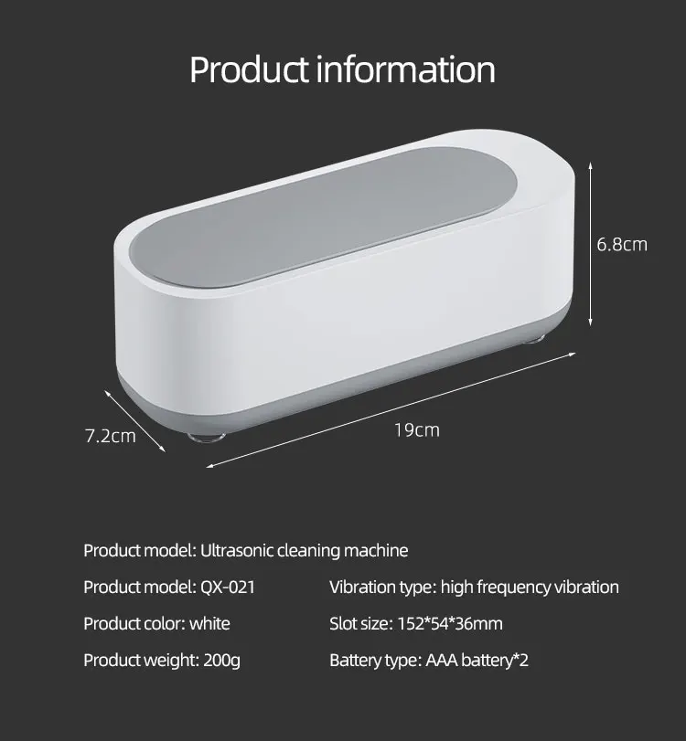 AIWO Household Ultrasonic Jewellery Cleaner Small Portable Denture Eyeglasses Coins Silver Cleaning Machine Ultra Sonic Cleaner