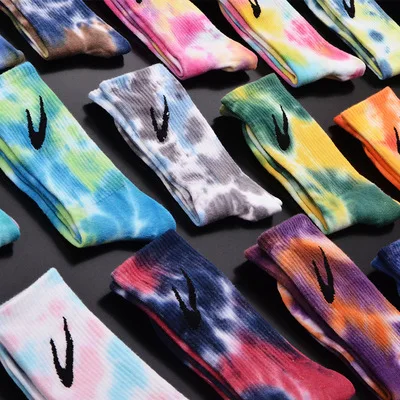YL  Drew House Socks Wholesale nk Tie Dye Sports Cotton Cute Smile Happy nk Drew Socks