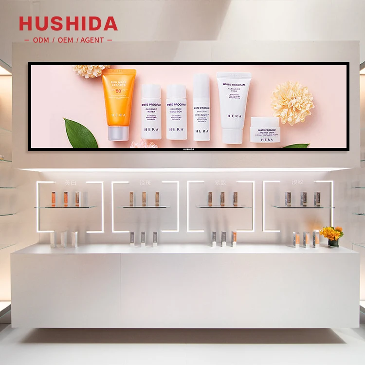 Custom size supermarket shelf advertising display screen ultra narrow bar lcd digital media player stretched screen