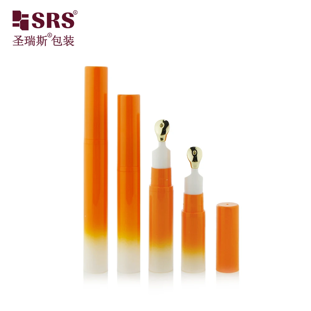 A0031B 10ml New Design Round Empty Spraying Gradient Orange Airless Pump Bottle Slim Size with Gold Metal Tip for Cosmetic