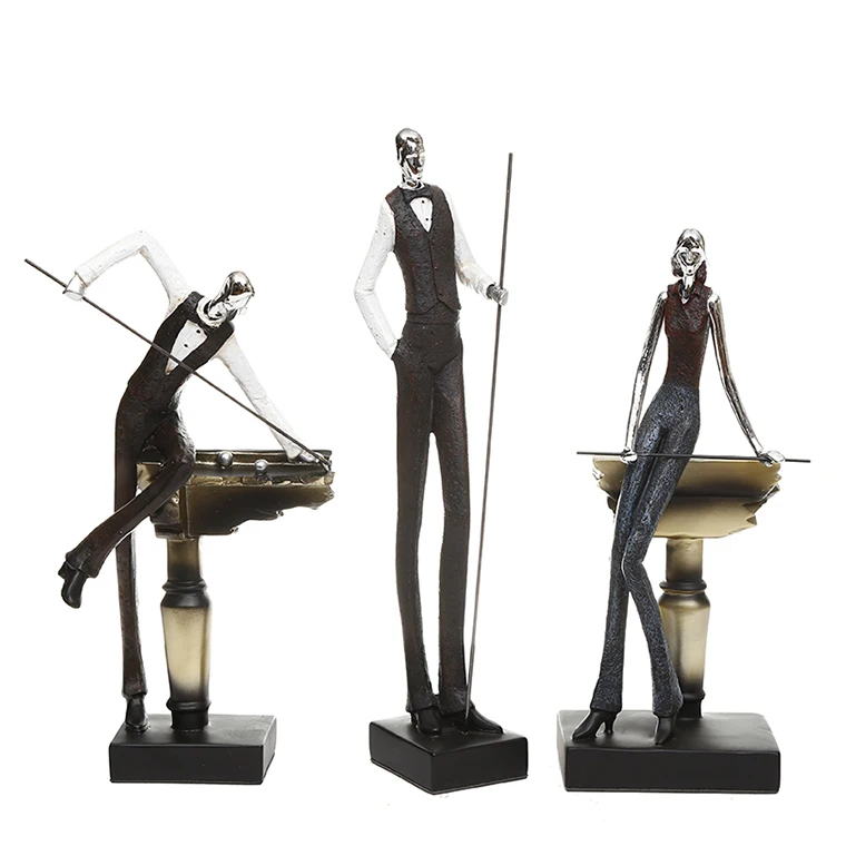 custom figurines ornaments billiards Sports Gentleman Resin Sculpture