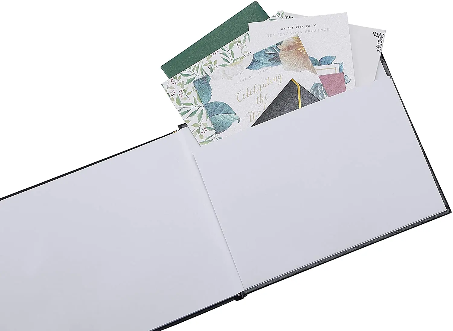 Custom Printing Funeral Guest Book Journal Set Black Leather Celebration of Life Memorial Guest Notebooks with Picture Pockets