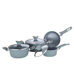 Popular forged nonstick 7pcs cookware set with stone coating